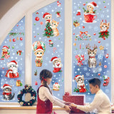 Cross Border Christmas Kitty Christmas Tree Snowflake Glass Electrostatic Sticker Holiday Party Window Decoration Self-Paste
