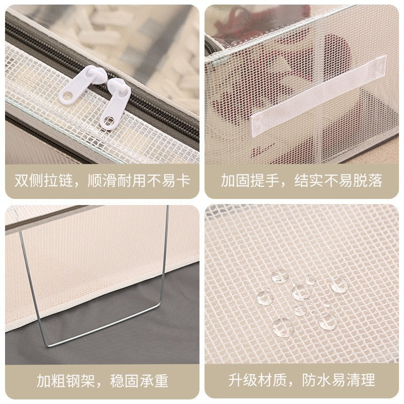 Household Transparent Foldable Shoe Storage Box Visible Installation-Free Bed Bottom Shoe Cabinet Thickened Steel Frame Storage Box