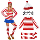 Halloween Costume Smart Wally Where's Wally UK Anime Costume cosplay Couple Costume