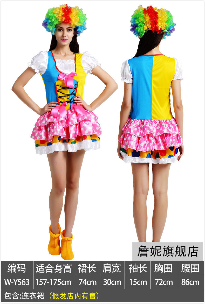 Adult Clown Performance Costume Birthday Party Magic Performance Masquerade Sexy Dress Female Clown Costume