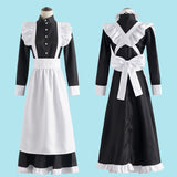 Classic Black and White Maid Cos Costume British Style Pearl Line Long Cafe Maid Costume cosplay Costume