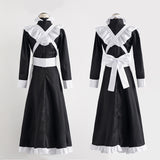 Classic Black and White Maid Cos Costume British Style Pearl Line Long Cafe Maid Costume cosplay Costume