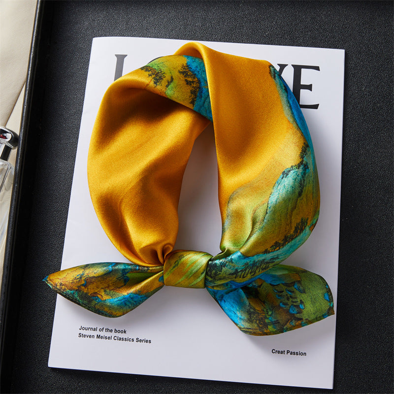 100% Silk Scarf Real Silk Premium Hangzhou Silk Small Square Scarf Spring and Autumn All-match Neck Protection Decorative Shirt Professional Scarf