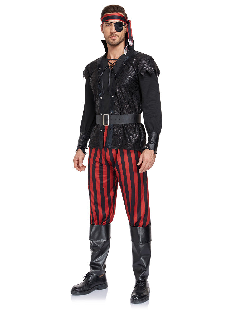 Pirate Costume Halloween Costume Pirate Cos Costume Devil Performance Pirates of the Caribbean Captain Jack Costume