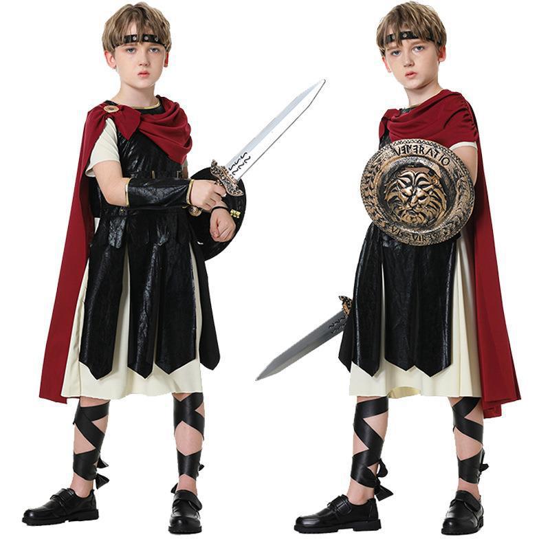 Subaru Halloween Ancient Roman Warrior Shield Sword Gladiator Cosplay Role Play Costume Parent-Child Outfit