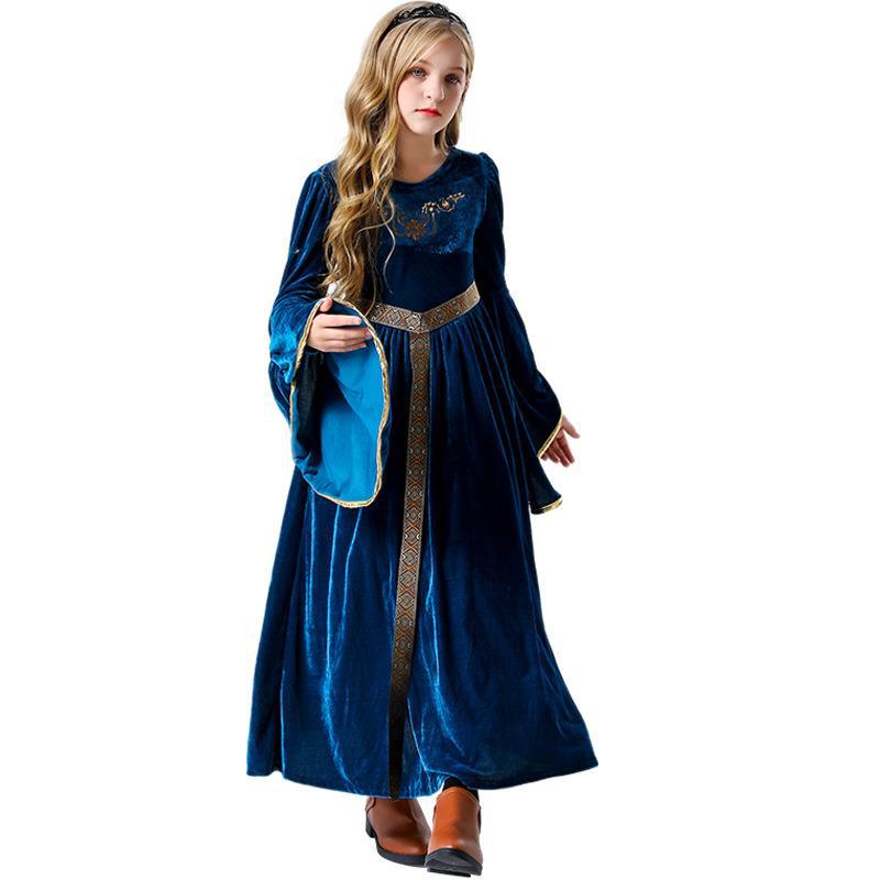 2025 New Halloween Medieval Palace Dress Children's Princess Dress Cosplay Stage Performance Costume