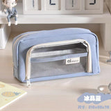 Transparent pencil case ins Japanese large capacity junior high school boys and girls simple high-looking pencil case Office pencil case