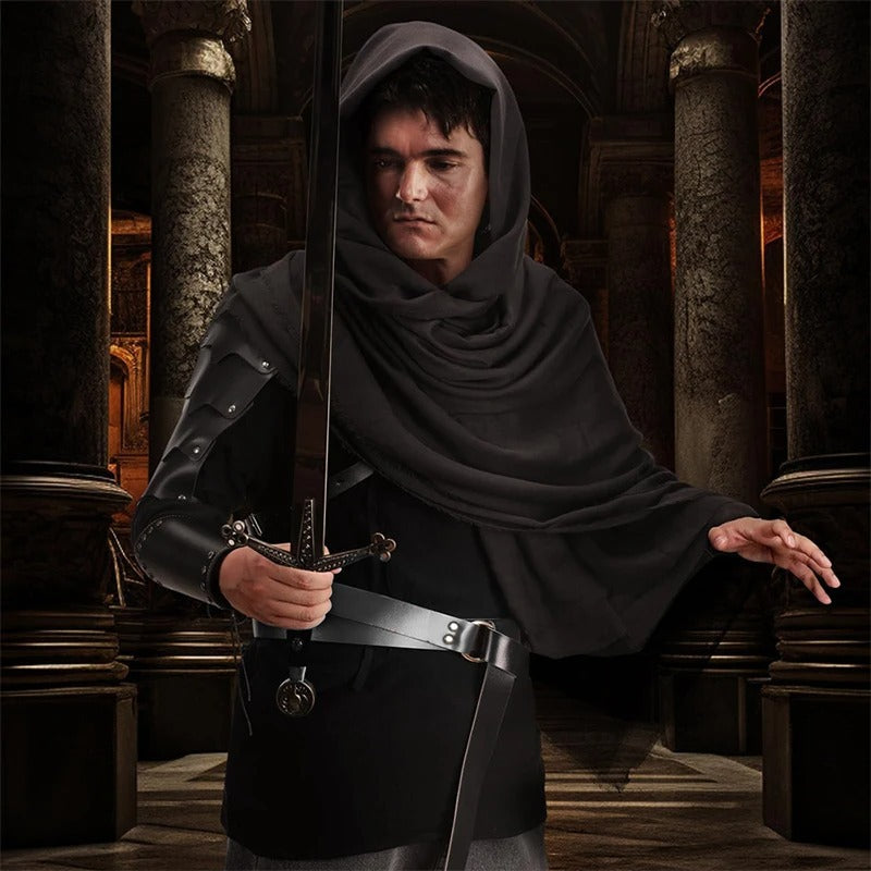 6 Piece Set Halloween Man Renaissance Costume suit Medieval Pirate Shirt Ankle Ribbon Pants