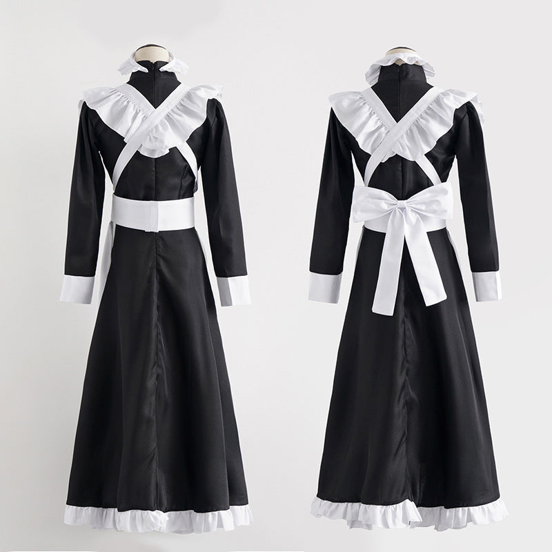 Classic Black and White Maid Cos Costume British Style Pearl Line Long Cafe Maid Costume cosplay Costume