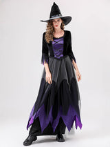 European and American Halloween Cosplay Witch Costume Vampire Black Purple Dress Magic Witch Role Play