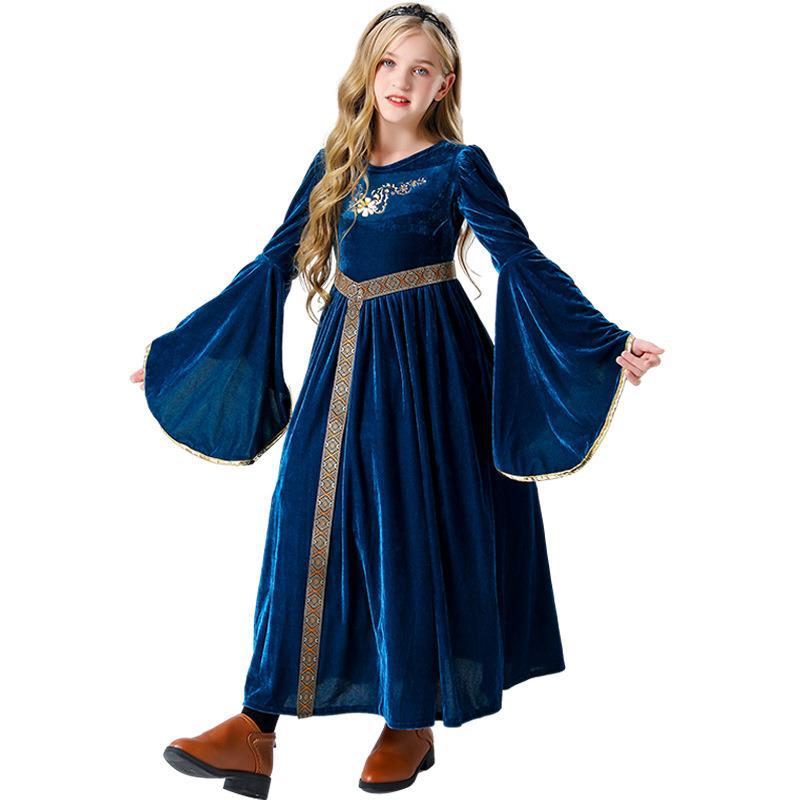 2025 New Halloween Medieval Palace Dress Children's Princess Dress Cosplay Stage Performance Costume
