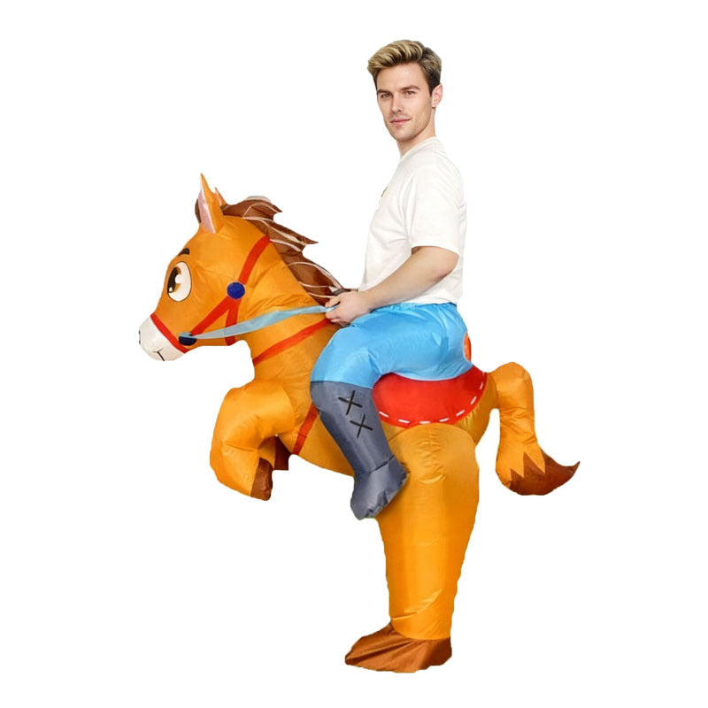 Cross-Border Trade Halloween Costume Party Props Riding Animal Cute Horse Inflatable Costume Theme Party