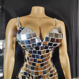 Birthday Costume Diamond Costume Sexy Suspender Elastic Large Sequin Skirt Ultra Short Dress Party Dress Night