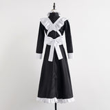 Classic Black and White Maid Cos Costume British Style Pearl Line Long Cafe Maid Costume cosplay Costume