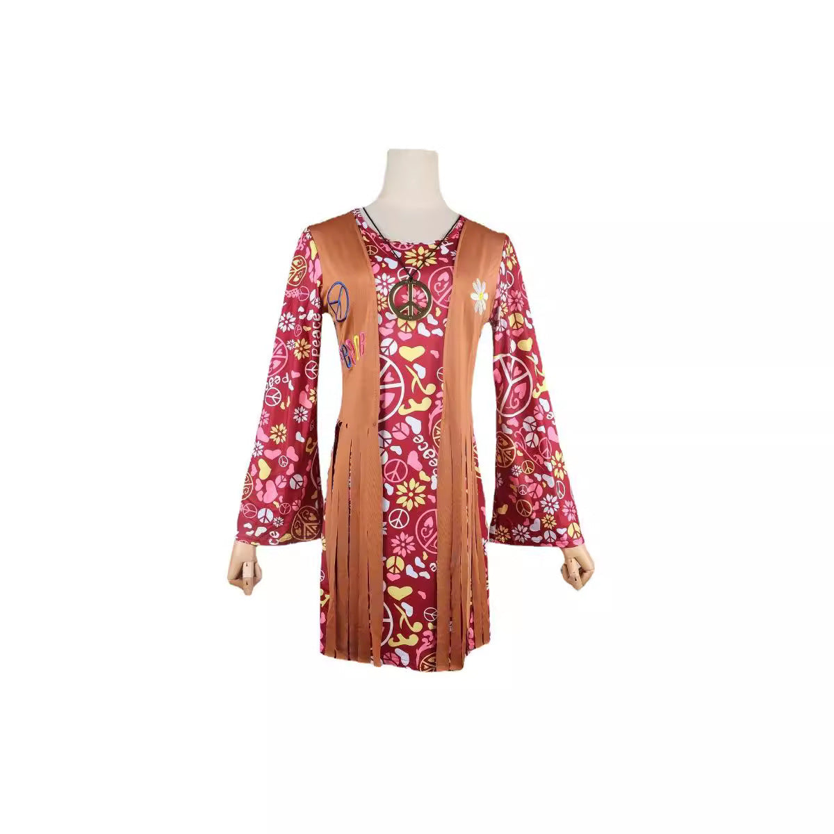 Fringed hippie costume cross-border women's retro hippie costume dress halloween cos costume spot