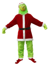 Santa Claus Grinch Green Furry Monster Grinch Party Performance Costume Cross-Border Christmas Costume Cosplay Set