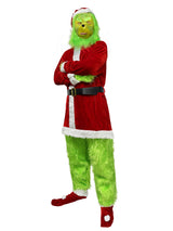 Santa Claus Grinch Green Furry Monster Grinch Party Performance Costume Cross-Border Christmas Costume Cosplay Set
