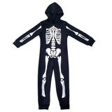 Cross-border Halloween Children's Costume Skull Skeleton White Luminous Ghost Costume Playing One-piece Hooded Costume Costume