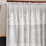 Cross-border double-row lace curtain wearing rod lace short curtain finished curtain bay window kitchen partition curtain window screen TEMU