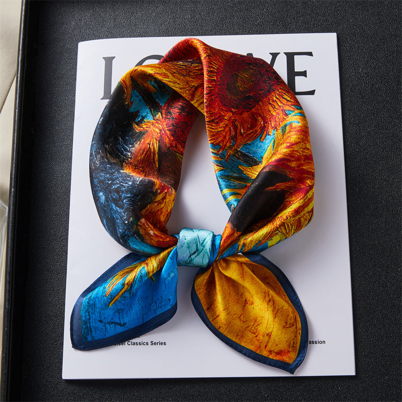 100% Silk Scarf Real Silk Premium Hangzhou Silk Small Square Scarf Spring and Autumn All-match Neck Protection Decorative Shirt Professional Scarf