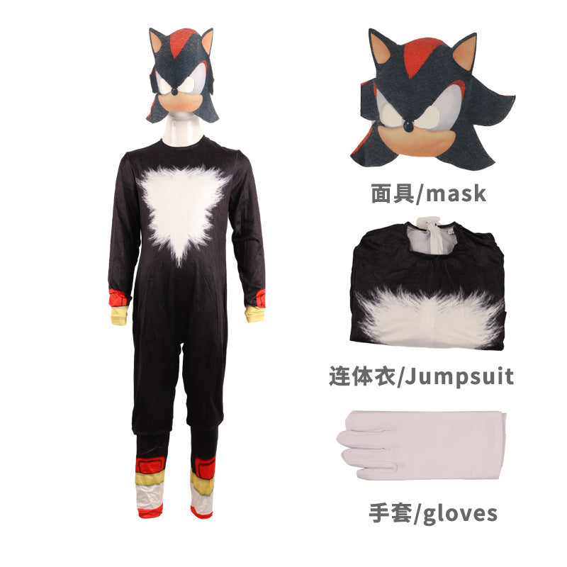 Spot Sonic Play Costume Supersonic Kid cos Costume Jumpsuit Blue Black Halloween cos Costume
