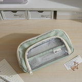 Transparent pencil case ins Japanese large capacity junior high school boys and girls simple high-looking pencil case Office pencil case
