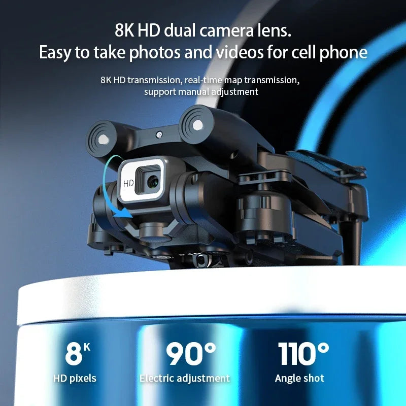 T1 Mini Drone Professional 8K HD Dual Camera FPV Dron Optical Flow 360°Obstacle Avoidance Quadcopter Toy Gift