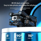 T1 Mini Drone Professional 8K HD Dual Camera FPV Dron Optical Flow 360°Obstacle Avoidance Quadcopter Toy Gift