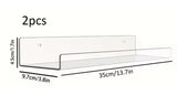 2pc Clear Acrylic Storage Rack Wall Mounted Book Floating Shelf Makeup Display Stand Holder Bathroom Kitchen Organizer