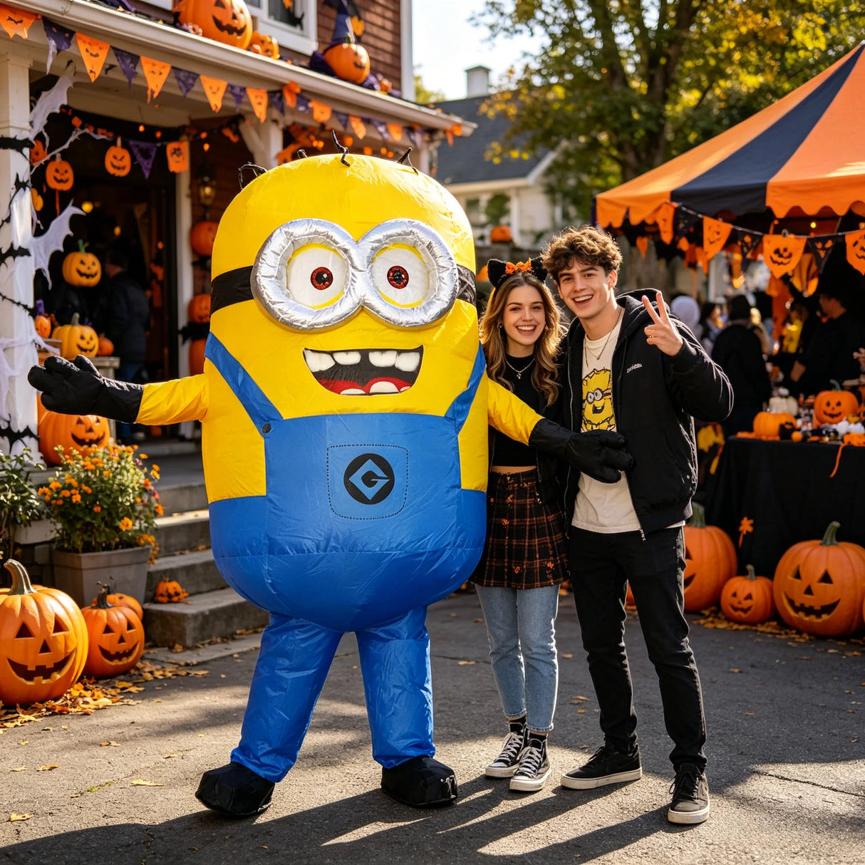 Cartoon Inflatable Overalls Robot Costume Mascot Parade Adult Character Cosplay Birthday Halloween Party Event Set