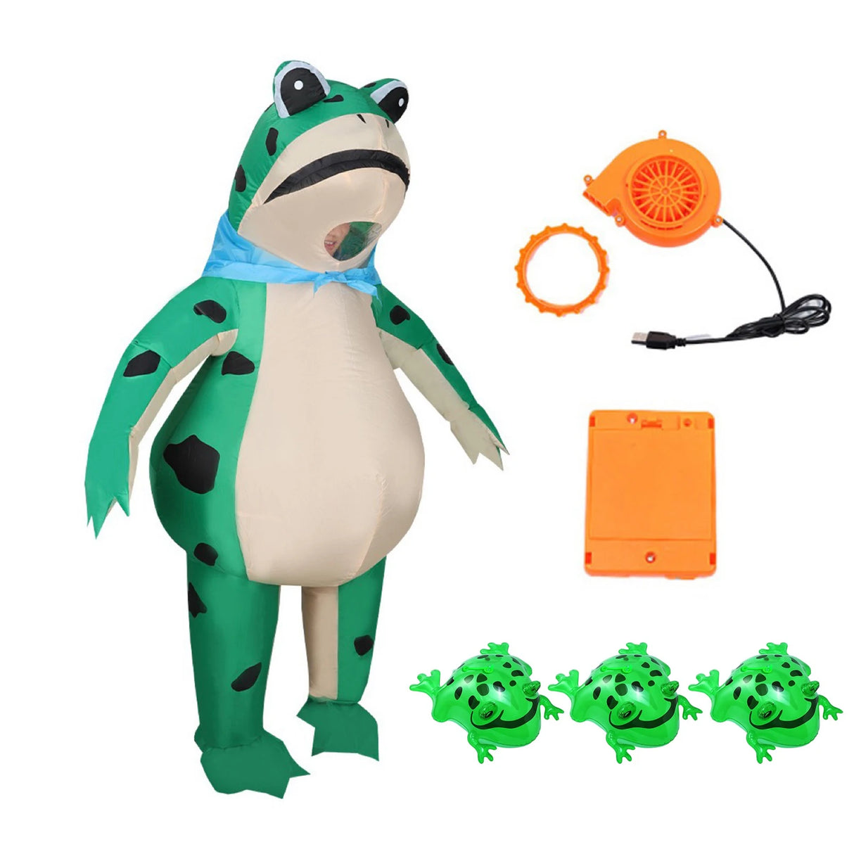 2025 Inflatable Frog Costume Funny Full Body Blow Up Cosplay Costume Suit for Adult Kids Halloween Quick Inflation Frog Suit