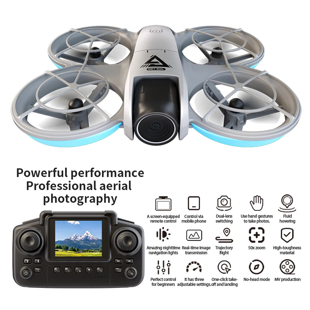 E69 Rc Drone with Screen RC 4K HD Camera WiFi Light Flow Drone Pocket  Rc Mini Quadcopter