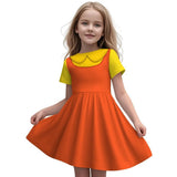 Kids Korean Game Cosplay Costume Drama Calamari Juego Del Calarmar 123 Robot Doll Dress Girl Birthday Party Halloween Outfit