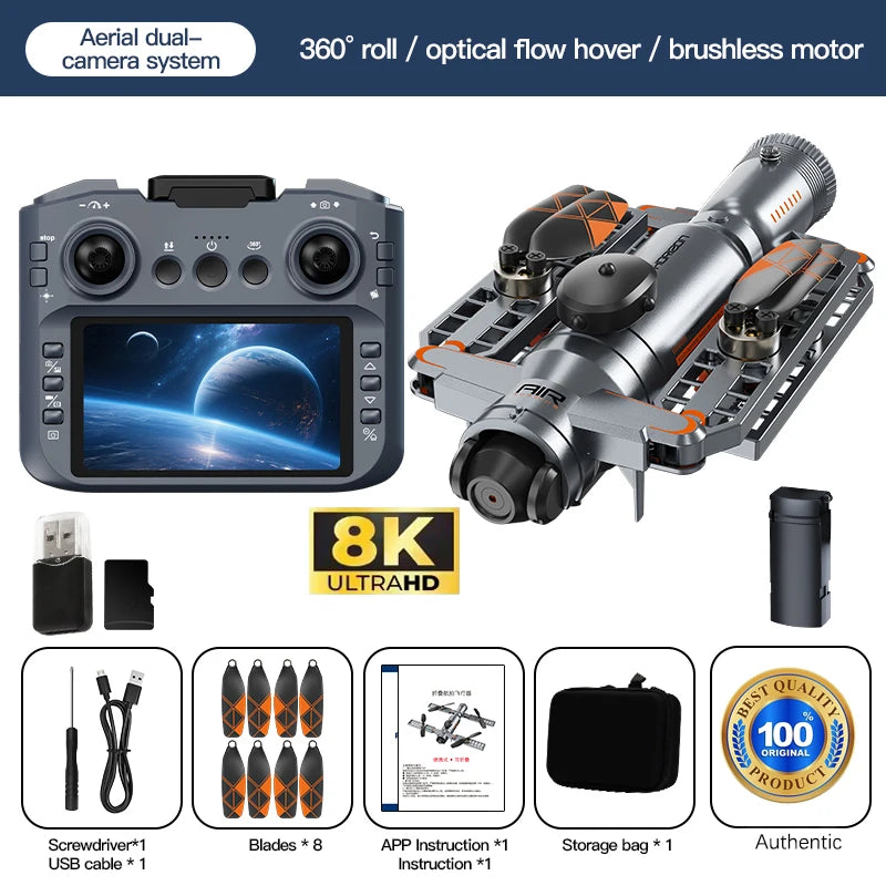 New AE22 Spray Drone 8K Professional HD 180° Dual Cameras Brushless Motors Infrared Obstacle Avoidance Foldable Quadcopter Toys