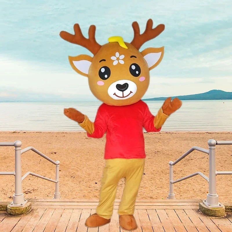 Christmas Reindeer Mascot Costumes Cartoon Elk Adult Cosplay Deer Clothes New Year Fancy Dress Carnival Event Advertising Props