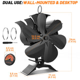 6 Blades Heat Powered Stove Fan 360 Rotating Fireplace Fan Log Wood Burner Eco-fan Quiet Stove Fan Efficient Heat Distribution
