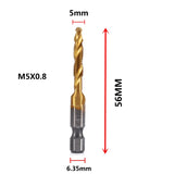 Hex Shank Titanium Plated HSS Screw Thread Metric Tap Drill Bits Screw Machine Compound Tap M3 M4 M5 M6 M8 M10 Hand Tools