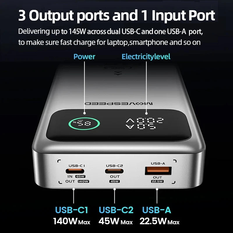 MOVESPEED 25000mAh portable power bank 140W fast charging