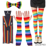 Clown Costume -  Nose Wig Bow Tie Shoes Headband Gloves Hat Stockings and Vest Dress Up Cosplay Props Accessories