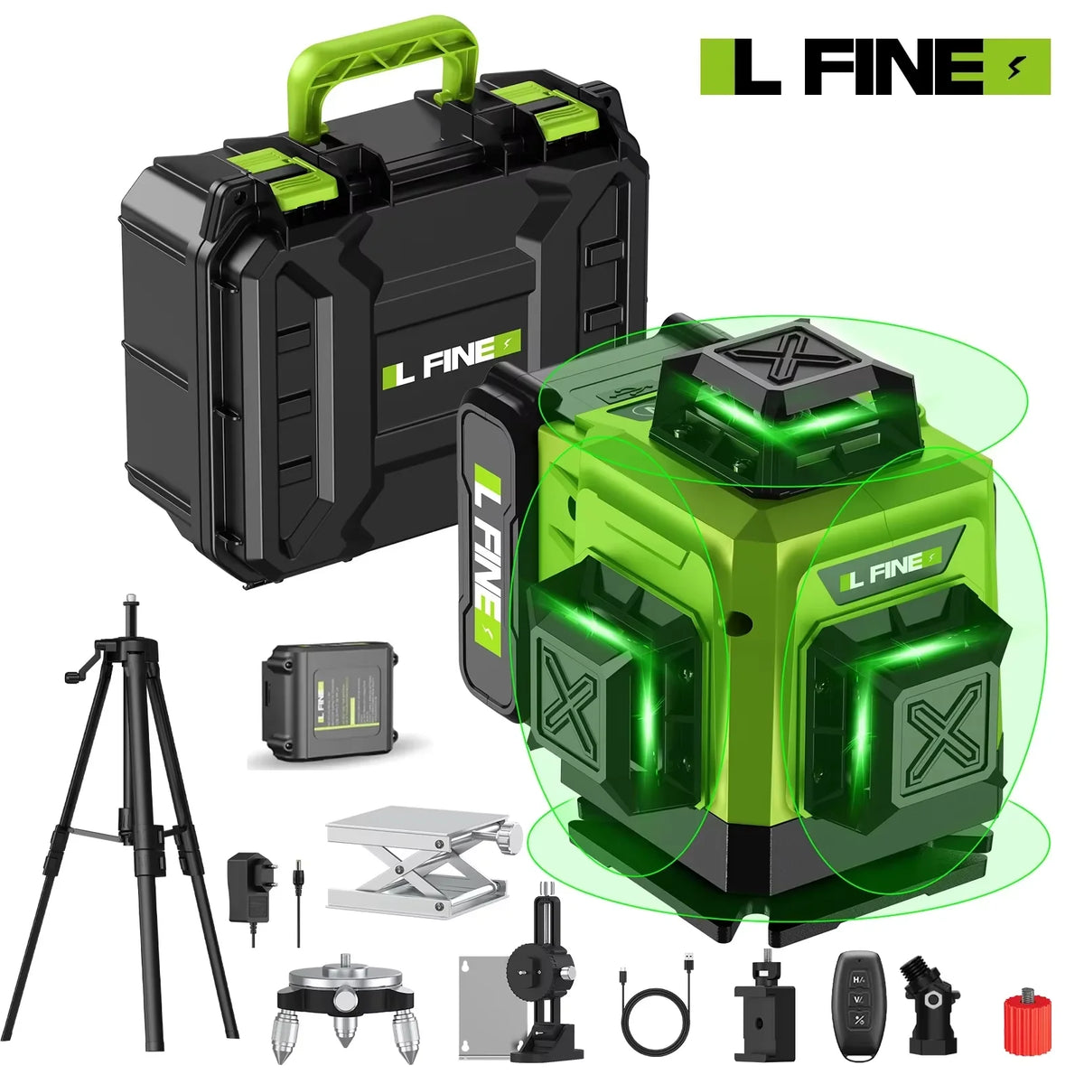 Lfine 4D 16 Lines 360°Self-leveling Laser Levels with Tripod and Suitc ...