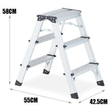 2/3 Step Folding Ladder Lightweight Aluminium Ladder Non-Slip Herringbone Ladder Wide Platform Steps for Working Household