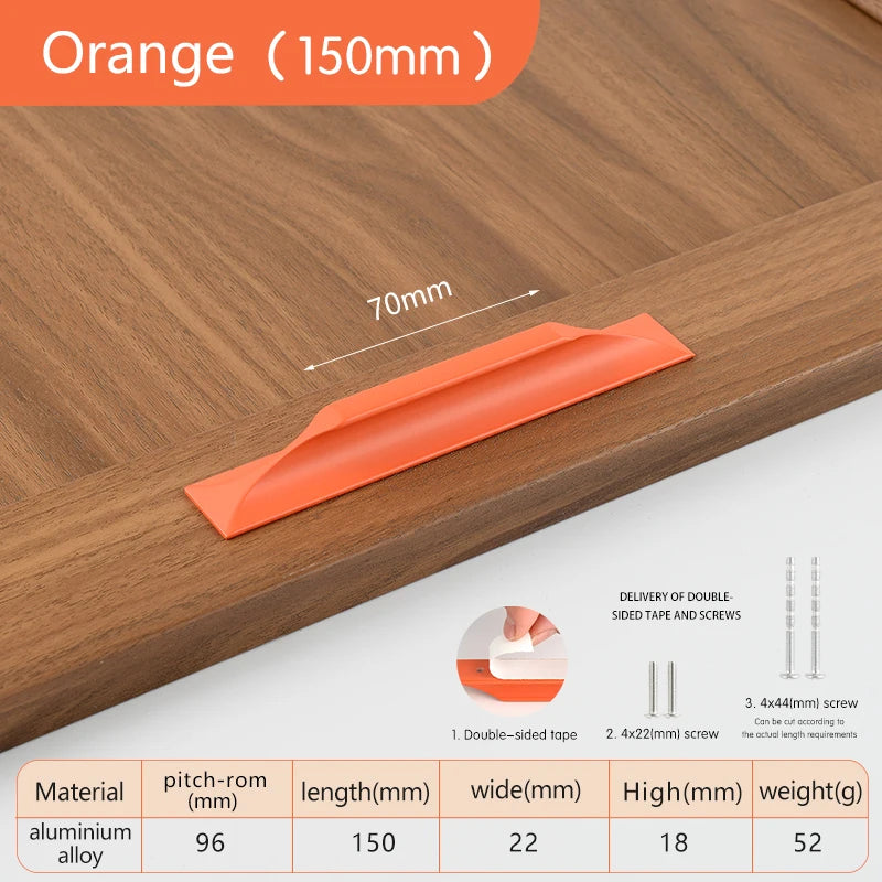 Self-adhesive easy-install kitchen cabinet drawer colorful handles furniture door windows sliding glass door push-pull handle