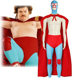 Nacho Cosplay Costume Mexican Movie Nacho Libre Wrestling Mask Uniform Suit Red Cloak Jumpsuit Outfit Adult Men Halloween