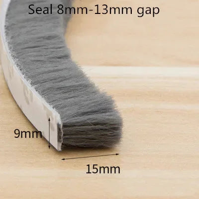 10/5Meters Brush Strip Self Adhesive Door Window Sealing Strip Home Door Window Sound Insulation Seal Film Door Weather Strip
