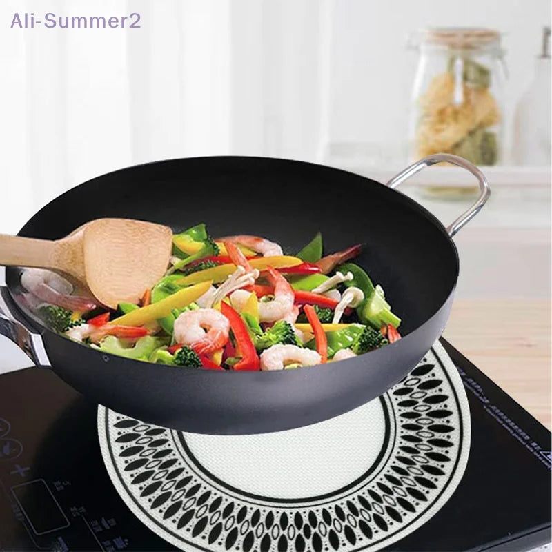 {Summer2} 22/24cm Heat-resistant Silicone Induction Protect Mat Cooktop Anti-Scratch Pad For Induction Stove Air Fryer Liners