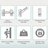 1Pcs Stainless Steel Sliding Barn Door Lock Hardware Gate Latches, Window Closet, Matte Black Silvery