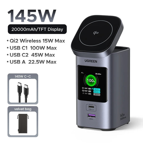 UGREEN 20000mAh portable power bank 145W fast charging