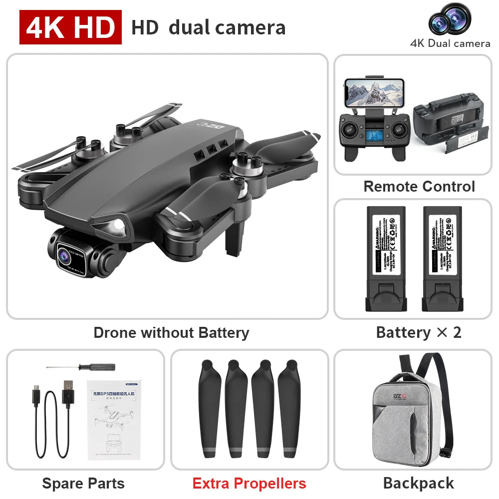 LYZRC L900 ProSE GPS Drone 2 Battery HD Dual Lens Foldable RC Quadcopter Brushless Motor erial Photography FPV W Hangpack