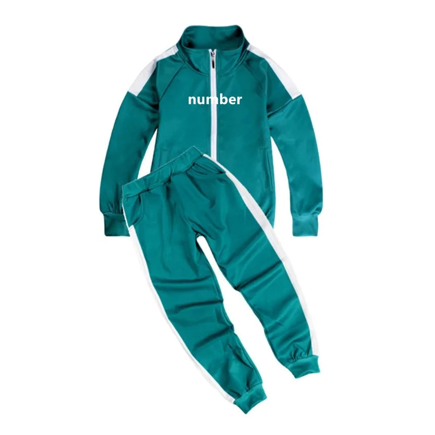 Kids Calamari Games Cosplay Costume Korea Boys Girls Green Sports Sweatshirt 456 230 for Team Halloween Carnival program Clothes