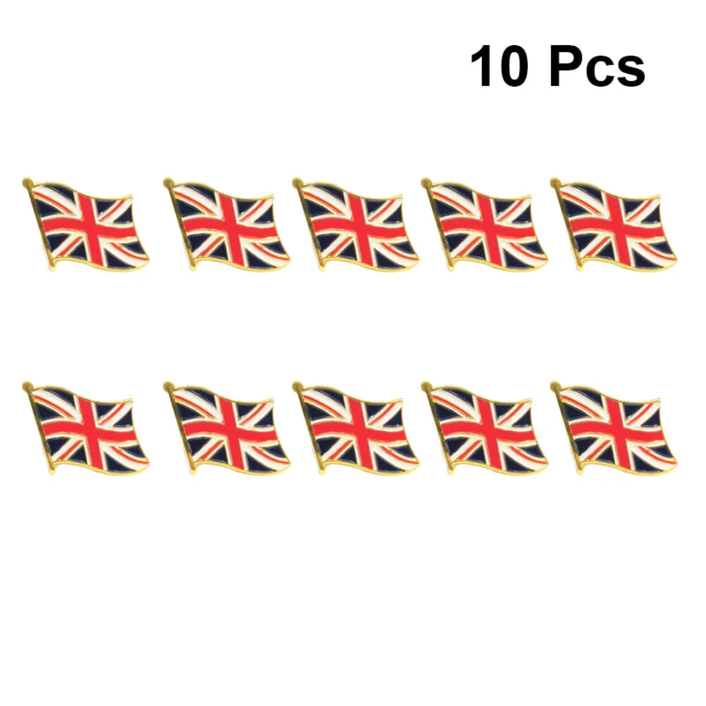 10 Pcs Waving Union Flag Lapel Pin Brooch Personalized Paint British Badges